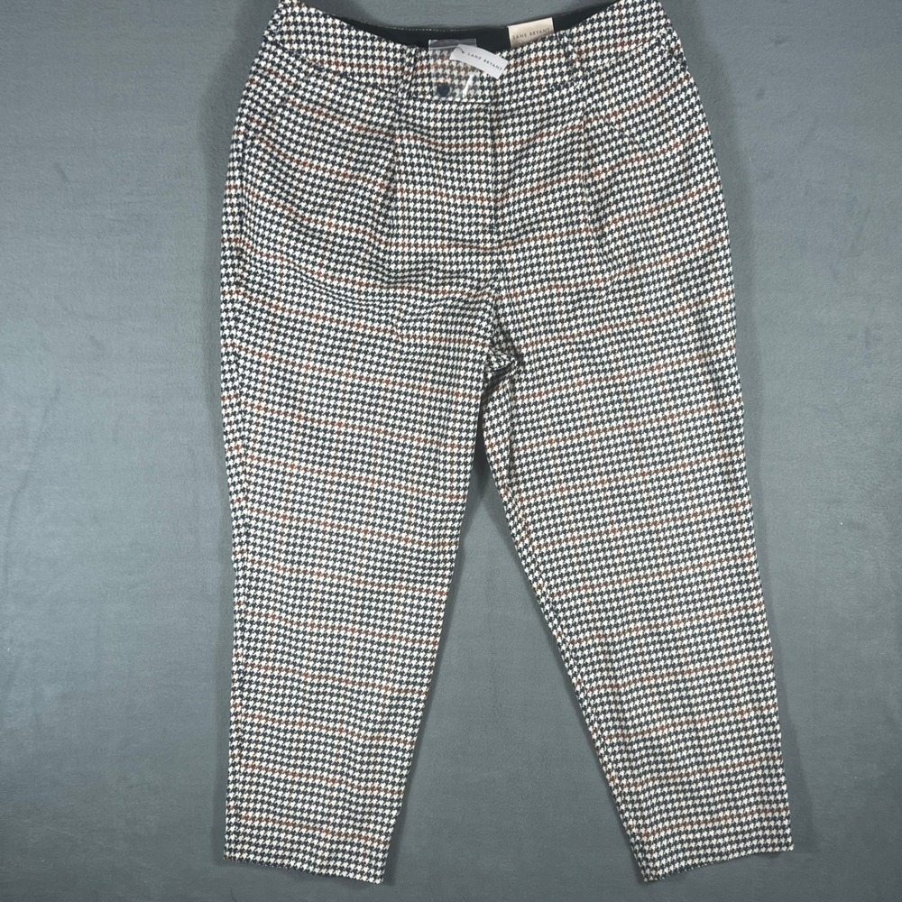 Lane Bryant Womens Straight Leg Pants 14 Navy White Plaid Houndstooth NWT